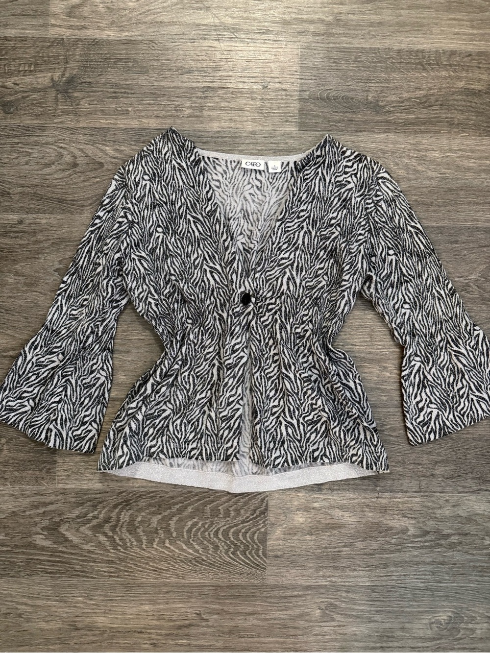Y2K Shimmery Zebra Print Cardigan